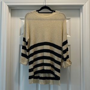 Blushing heart striped quarter length sleeve top